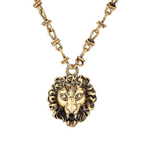 gucci lion head necklace|Gucci necklace wolf.